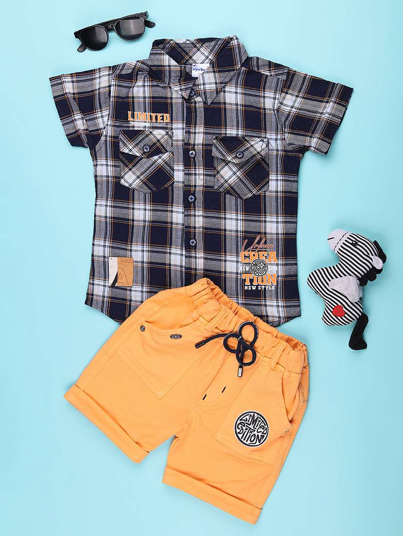 orange cotton combo infant twin set