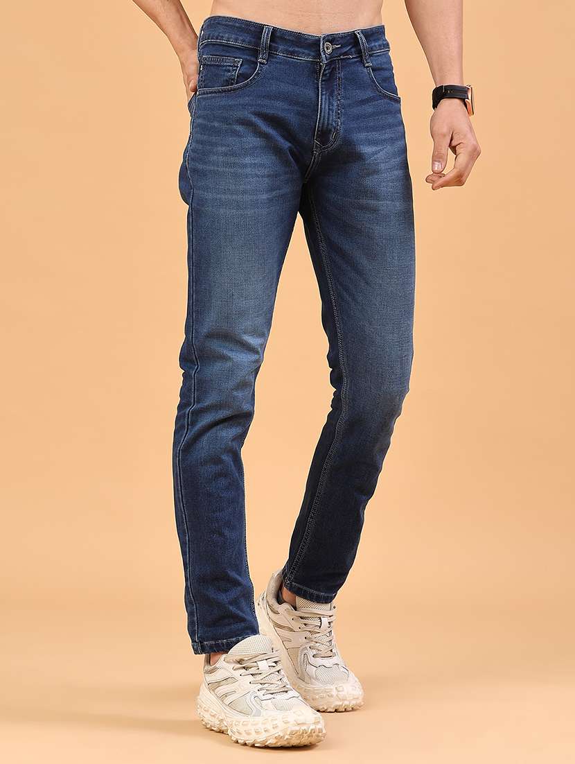 men washed mid rise full length slim fit jeans - 22346249 -  Standard Image - 3