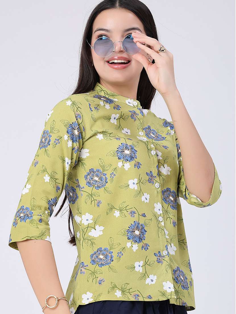 women printed three quarter sleeves regular shirt