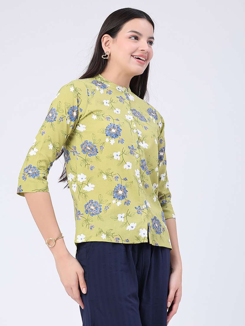 women printed three quarter sleeves regular shirt - 22346331 -  Standard Image - 3