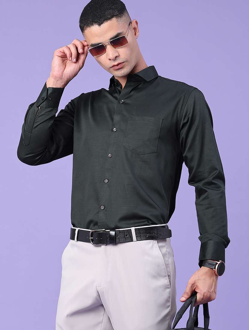 men solid long sleeve slim fit formal shirt