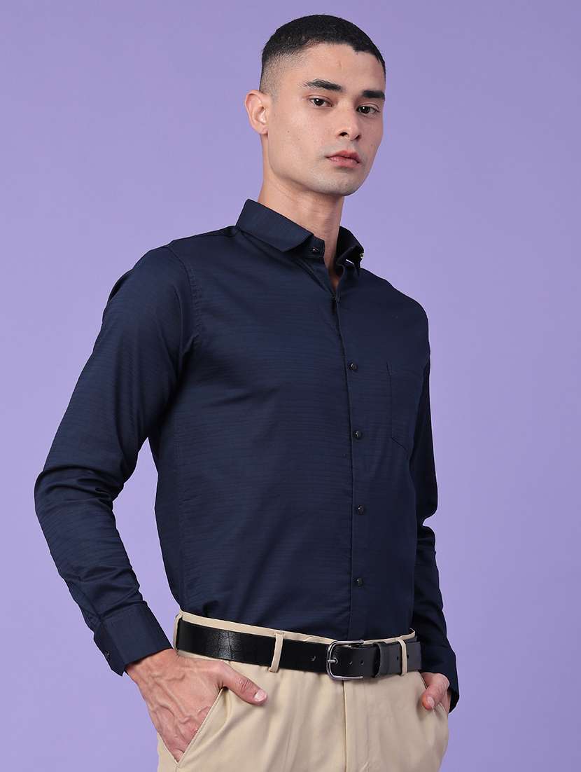 men self design long sleeve slim fit formal shirt - 22346339 -  Standard Image - 3