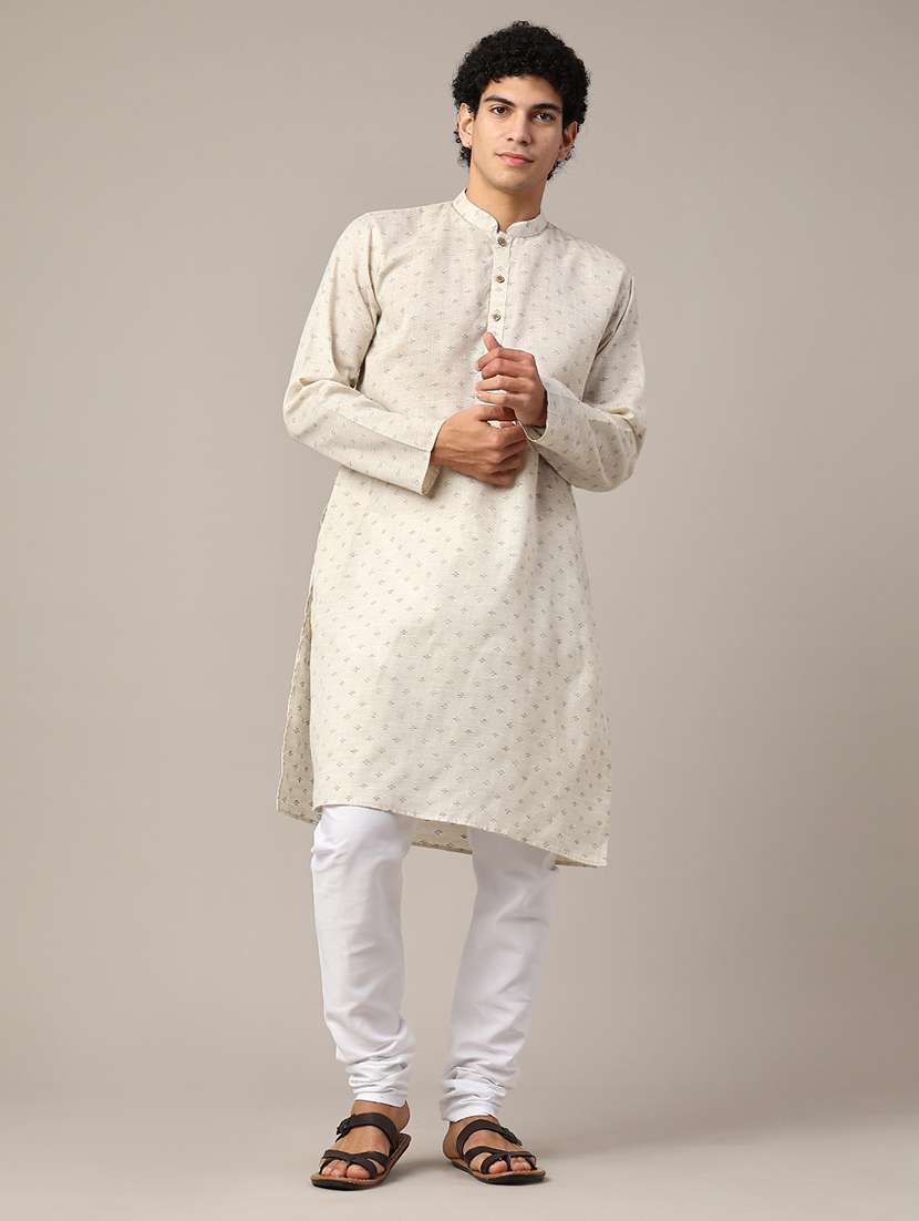 beige polyester kurta pyjama ethnic wear - 22346340 -  Standard Image - 3