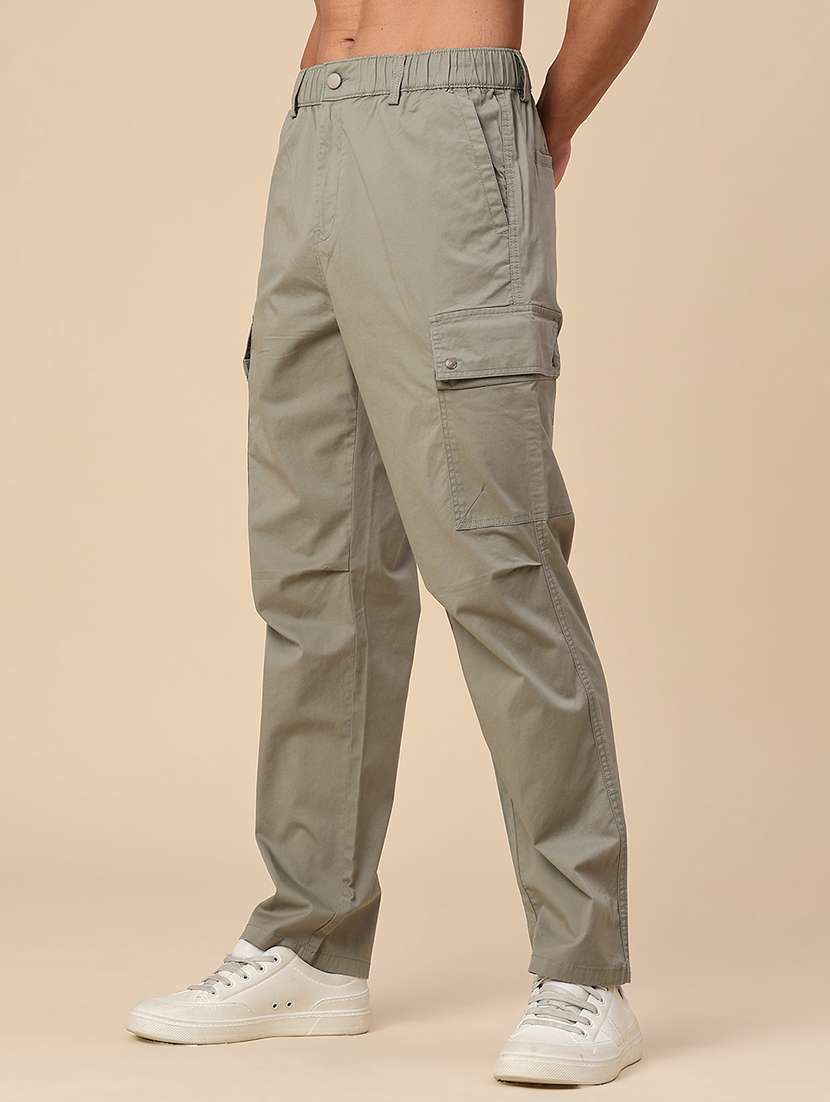 men solid mid rise regular fit cargo  - 22346414 -  Standard Image - 3