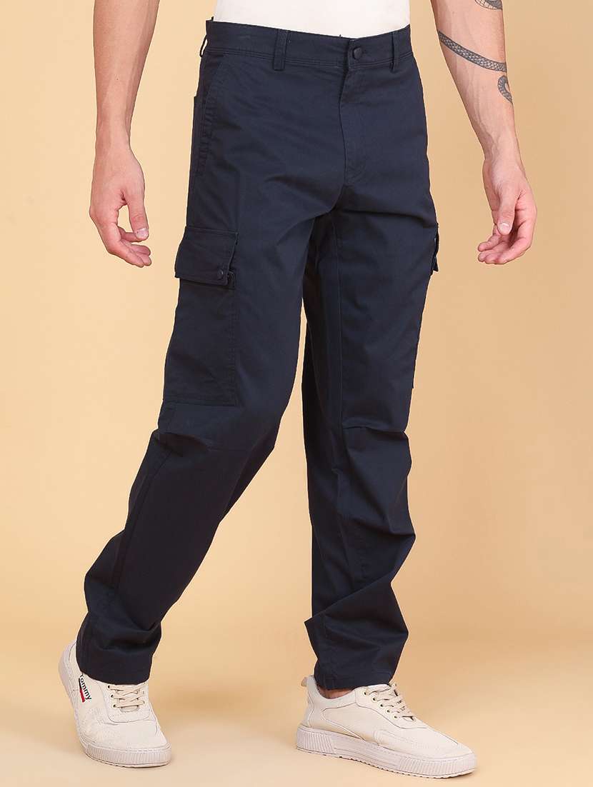 Men Solid Mid Rise Regular Fit Cargo - 22346422 -  Standard Image - 3