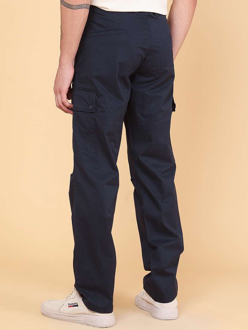 Men Solid Mid Rise Regular Fit Cargo - 22346422 -  Standard Image - 5