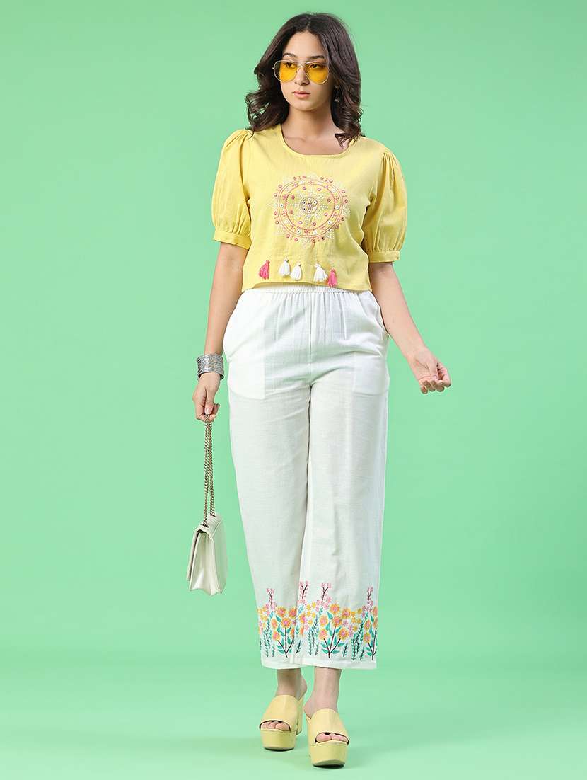 women embroidered puff sleeves crop top - 22346423 -  Standard Image - 5