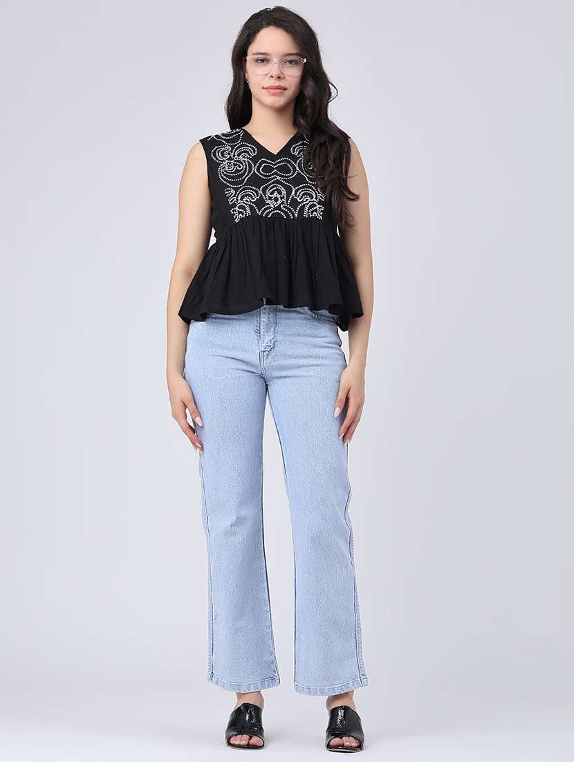 women embroidered sleeveless peplum top - 22346428 -  Standard Image - 5