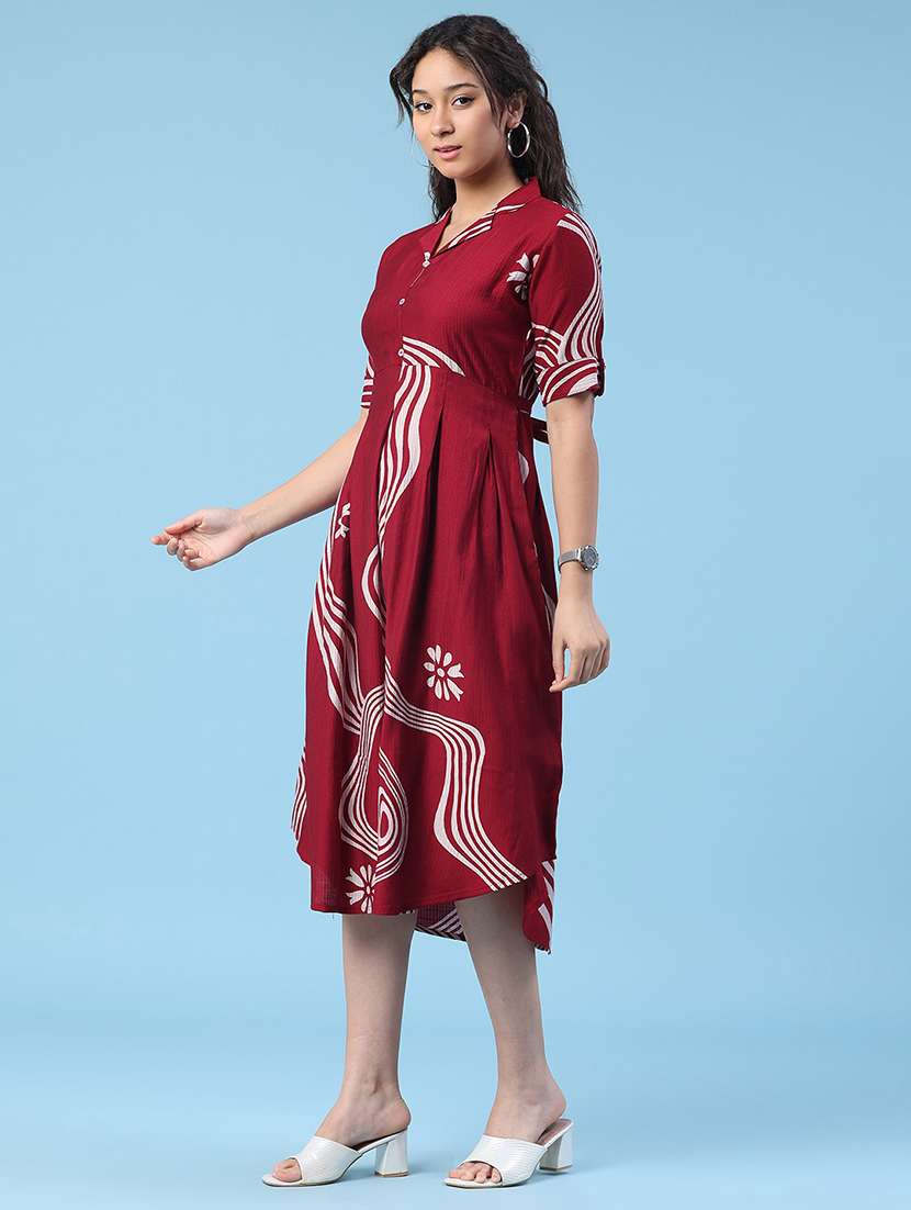 women printed short sleeves a-line dress - 22346439 -  Standard Image - 3