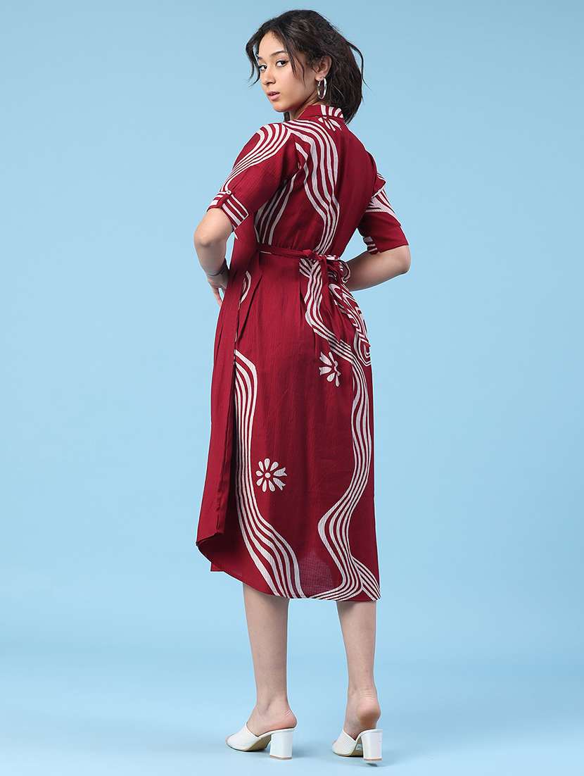 women printed short sleeves a-line dress - 22346439 -  Standard Image - 5