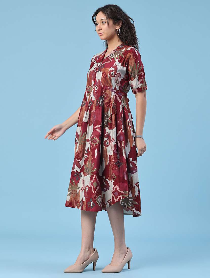 women printed short sleeves a-line dress - 22346440 -  Standard Image - 3