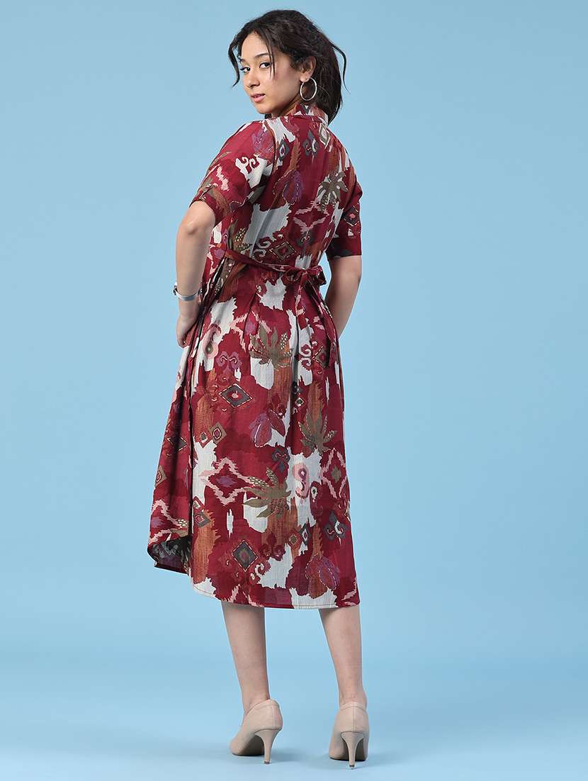 women printed short sleeves a-line dress - 22346440 -  Standard Image - 5