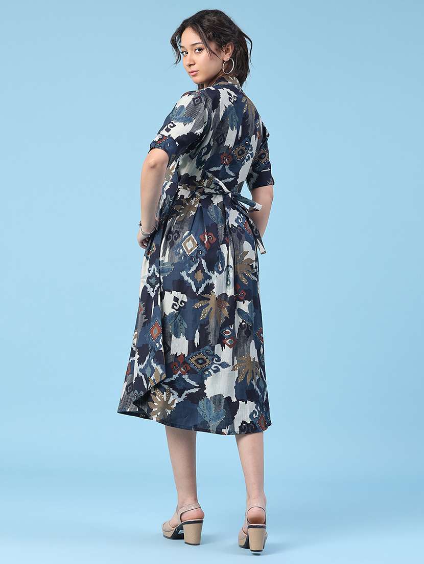 women printed short sleeves a-line dress - 22346441 -  Standard Image - 5