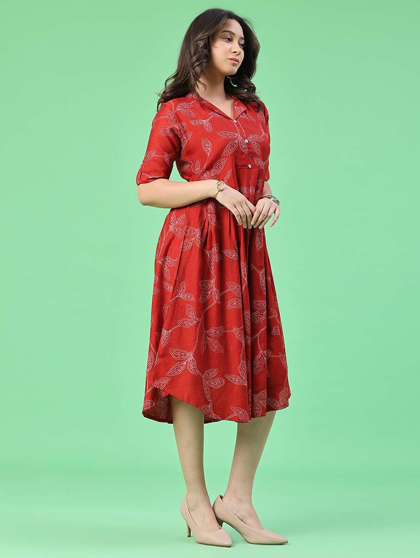 Women Printed Short Sleeves A-line Dress - 22346442 -  Standard Image - 3