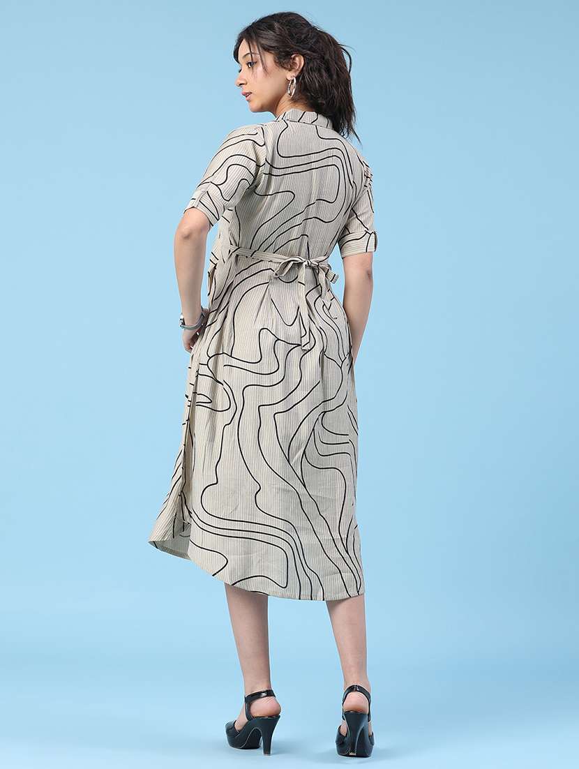 women printed short sleeves a-line dress - 22346443 -  Standard Image - 5