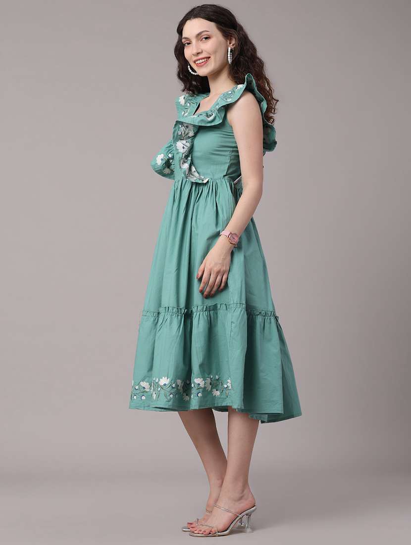 women embroidered square neck tiered dress - 22346459 -  Standard Image - 3