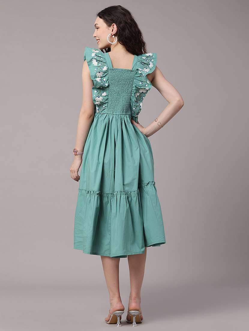 women embroidered square neck tiered dress - 22346459 -  Standard Image - 5