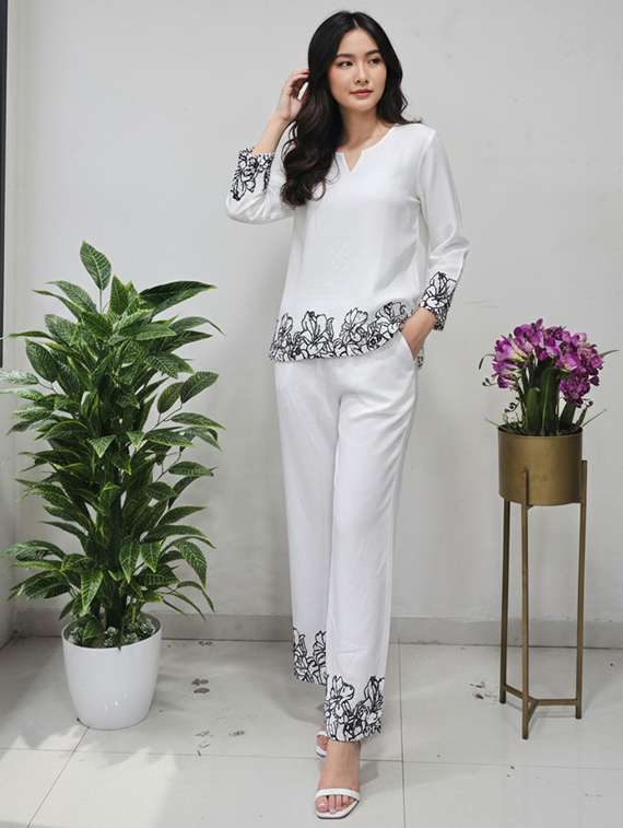 women solid with work long sleeve ethnic co-ord set