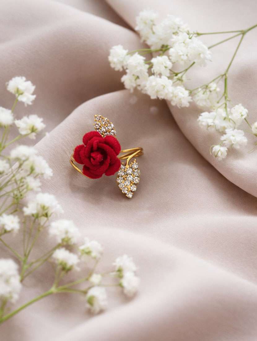 rose bloom adjustable finger ring for women