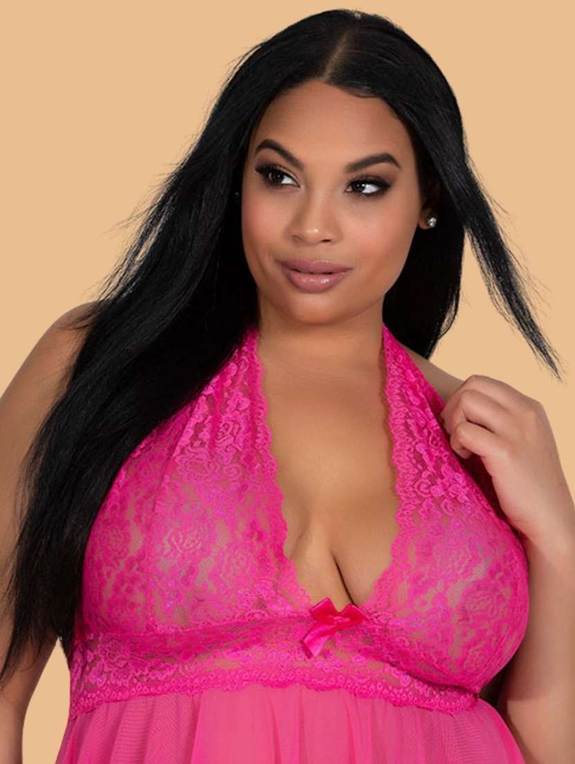 women self designed sleeveless lace babydoll - 22346804 -  Standard Image - 3