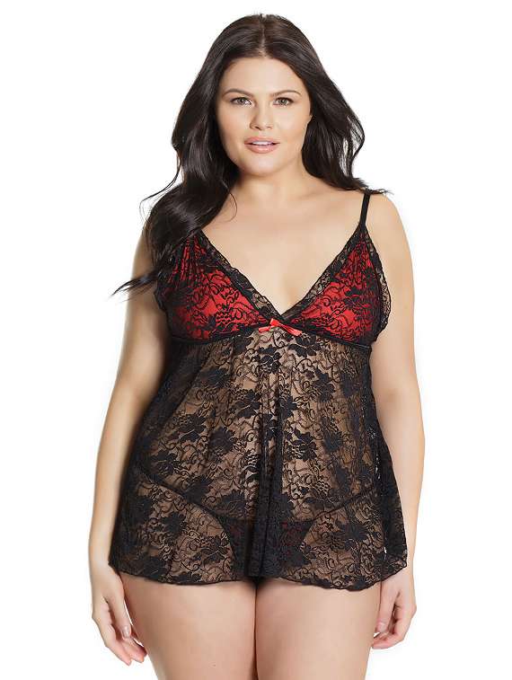 women self designed sleeveless lace babydoll