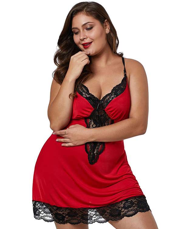 women self designed sleeveless lace babydoll