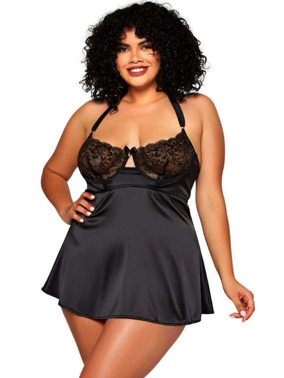 women self designed sleeveless lace babydoll