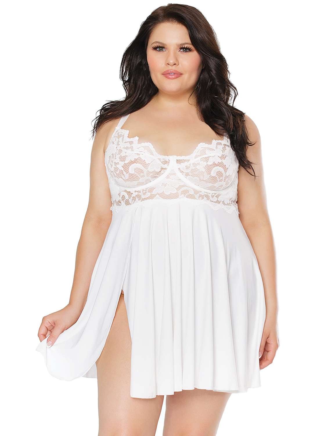 women self designed sleeveless lace babydoll