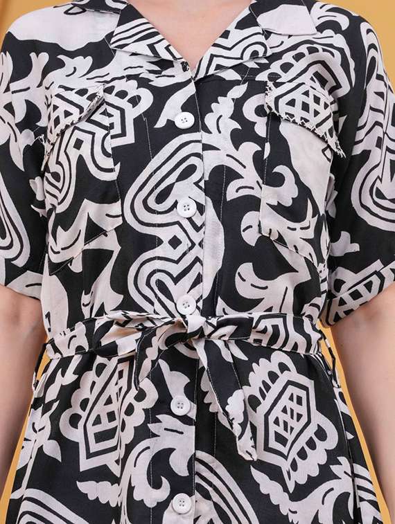 women printed short sleeve a-line dress - 22347104 -  Standard Image - 3