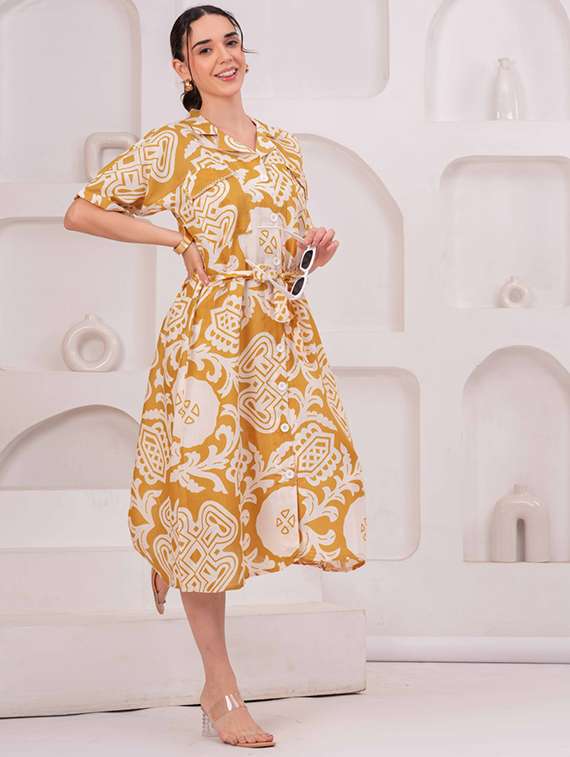 women printed short sleeve a-line dress - 22347107 -  Standard Image - 3