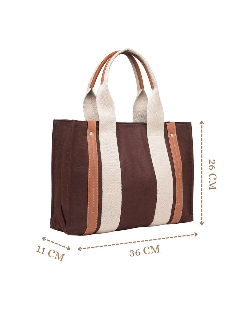 women solid brown canvas handbag - 22347111 -  Standard Image - 3