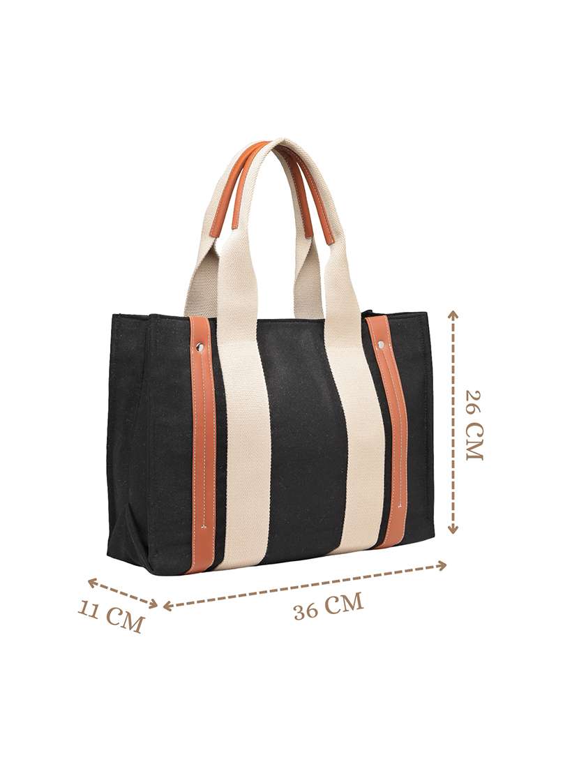 women solid black canvas handbag - 22347112 -  Standard Image - 3