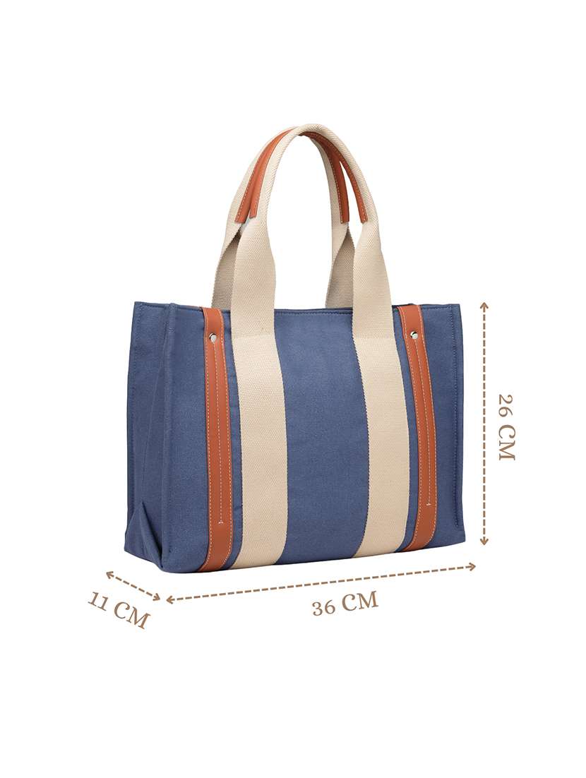 Women Solid Blue Canvas Handbag - 22347113 -  Standard Image - 3