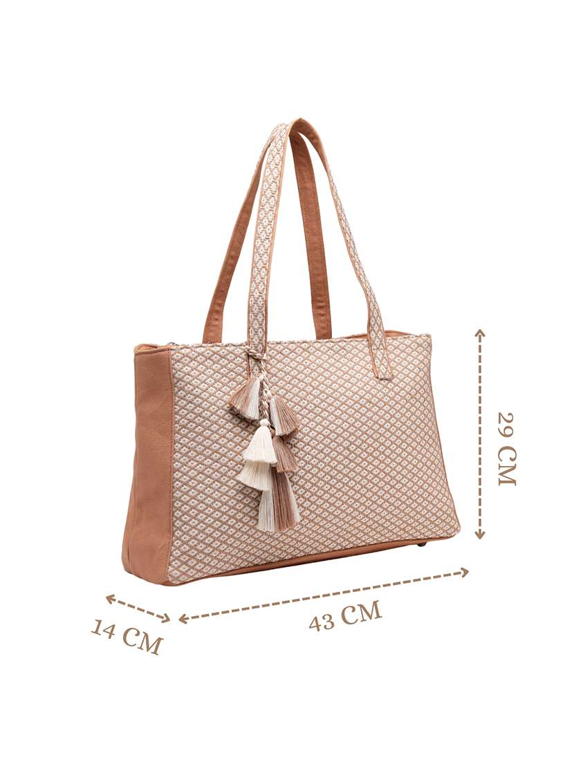 women textured dual handles tote bag - 22347121 -  Standard Image - 3