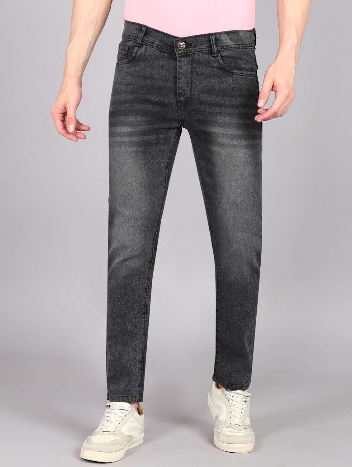 men solid mid rise slim fit jean