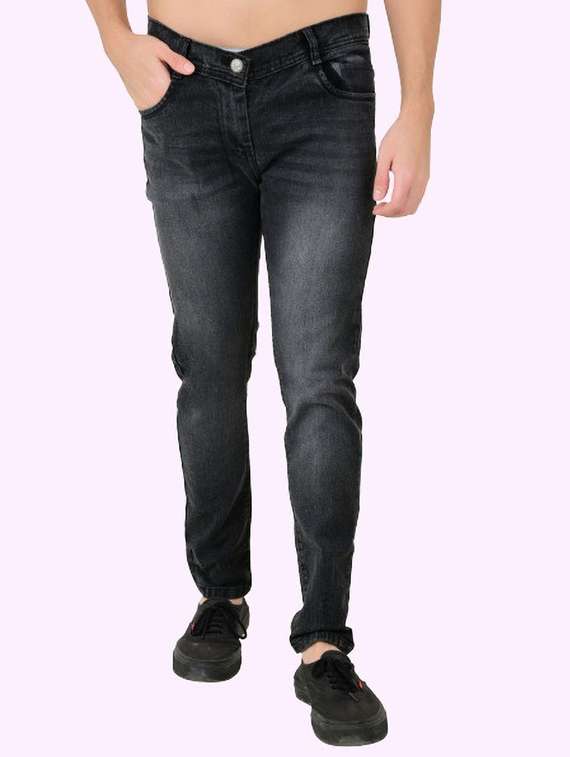 men solid mid rise slim fit jean