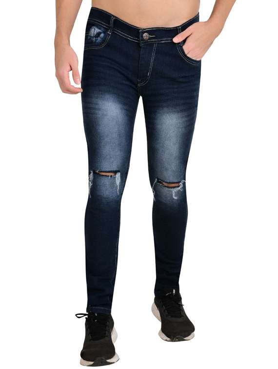 men slash knee mid rise slim fit jean