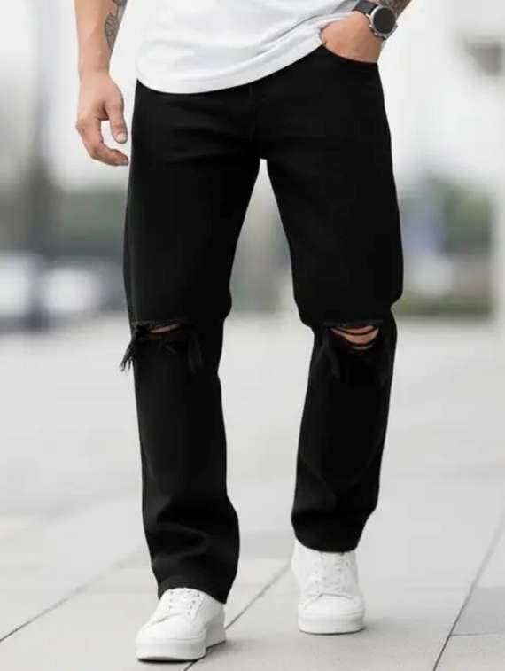 men mid rise slash knee straight jenas