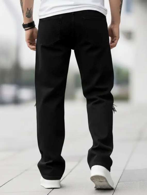 men mid rise slash knee straight jenas - 22347588 -  Standard Image - 3