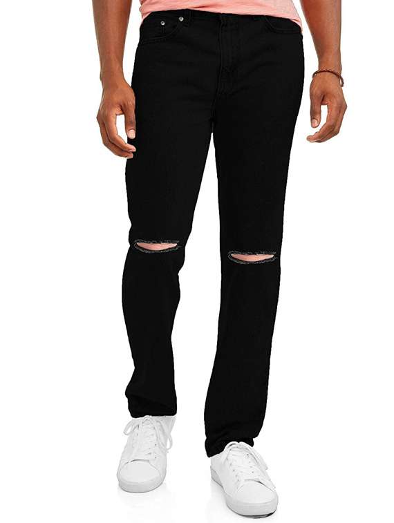 men slash knee mid rise slim fit jean