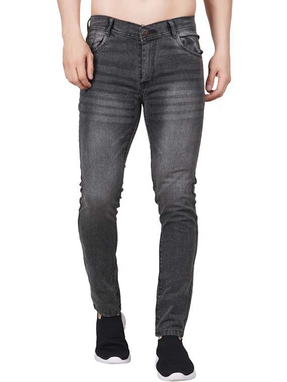men washed mid rise slim fit jeans