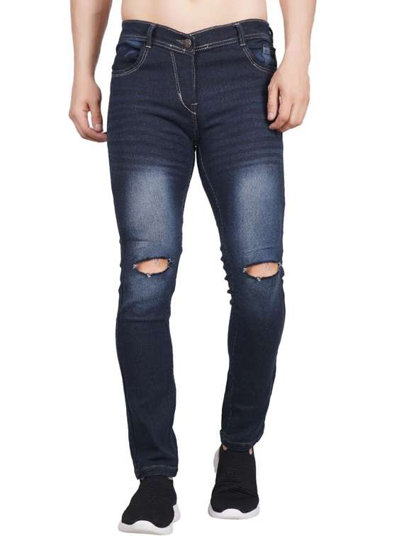 men slash knee mid rise skinny fit jean