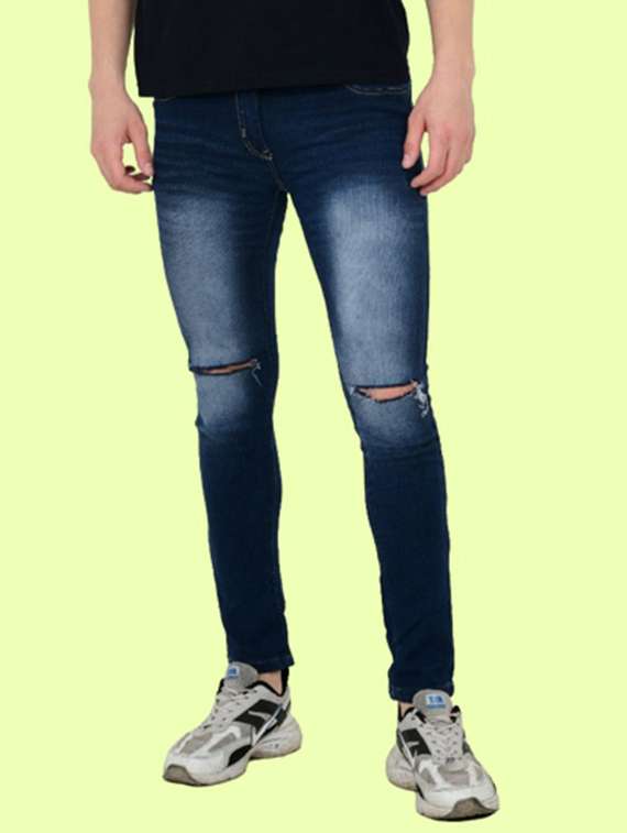 men slash knee mid rise skinny fit jean