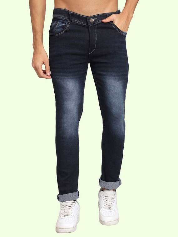men solid mid rise slim fit jean