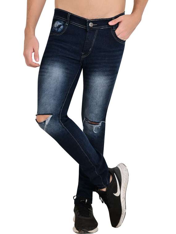 men slash knee mid rise skinny fit jean