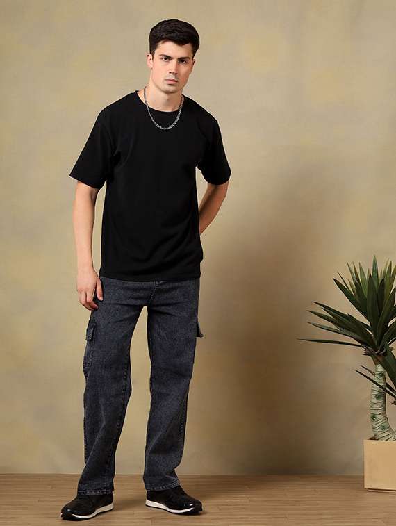 men solid mid rise denim cargo - 22348254 -  Standard Image - 3