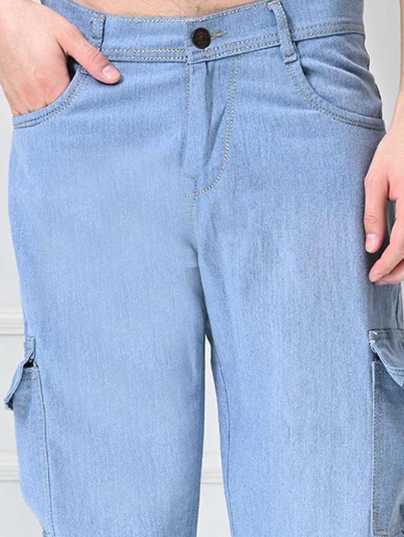 men solid mid rise denim cargo - 22348744 -  Standard Image - 3