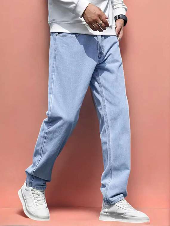 men solid mid rise relaxed fit jeans 