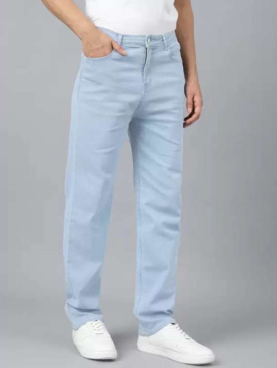 men solid mid rise straight fit jeans 