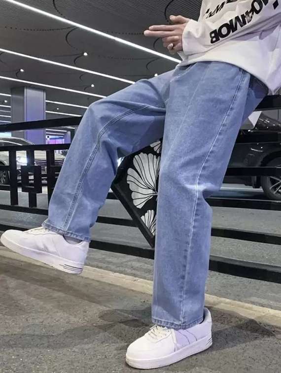 men washed mid rise baggy cargo